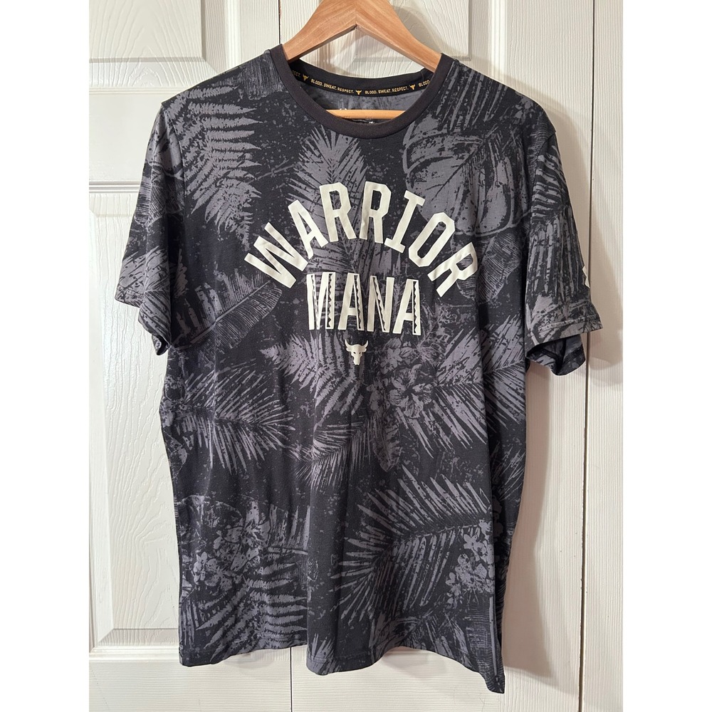 Under Armour Project Rock‎ Warrior T Shirt Men's Large Loose Heatgear Tropical